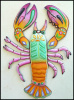 Lobster Wall Art, Painted Metal Lobster Wall Decor, Beach Decor. 34"
